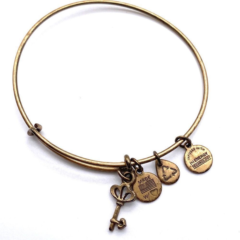 Alex & Ani gold tone key bangle bracelet‎